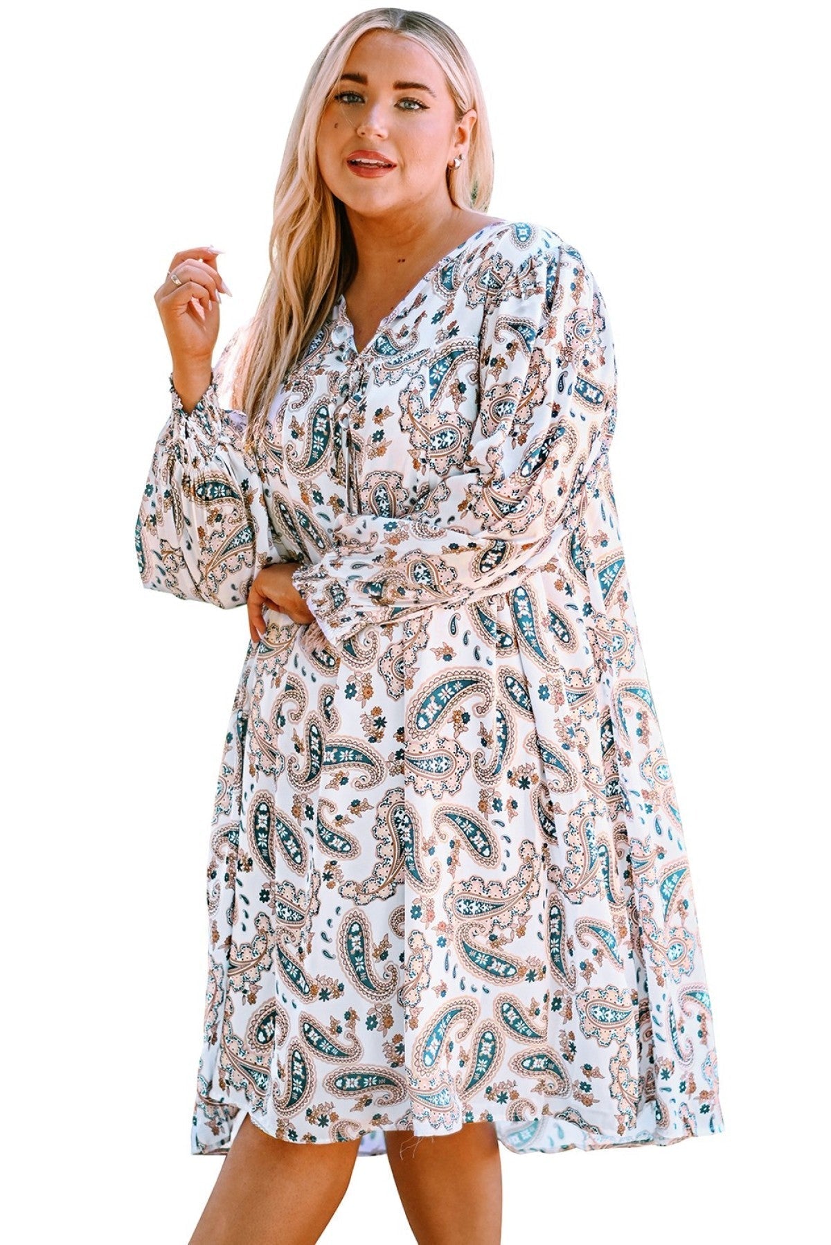 White Forgotten Paradise Paisley Dress Curves